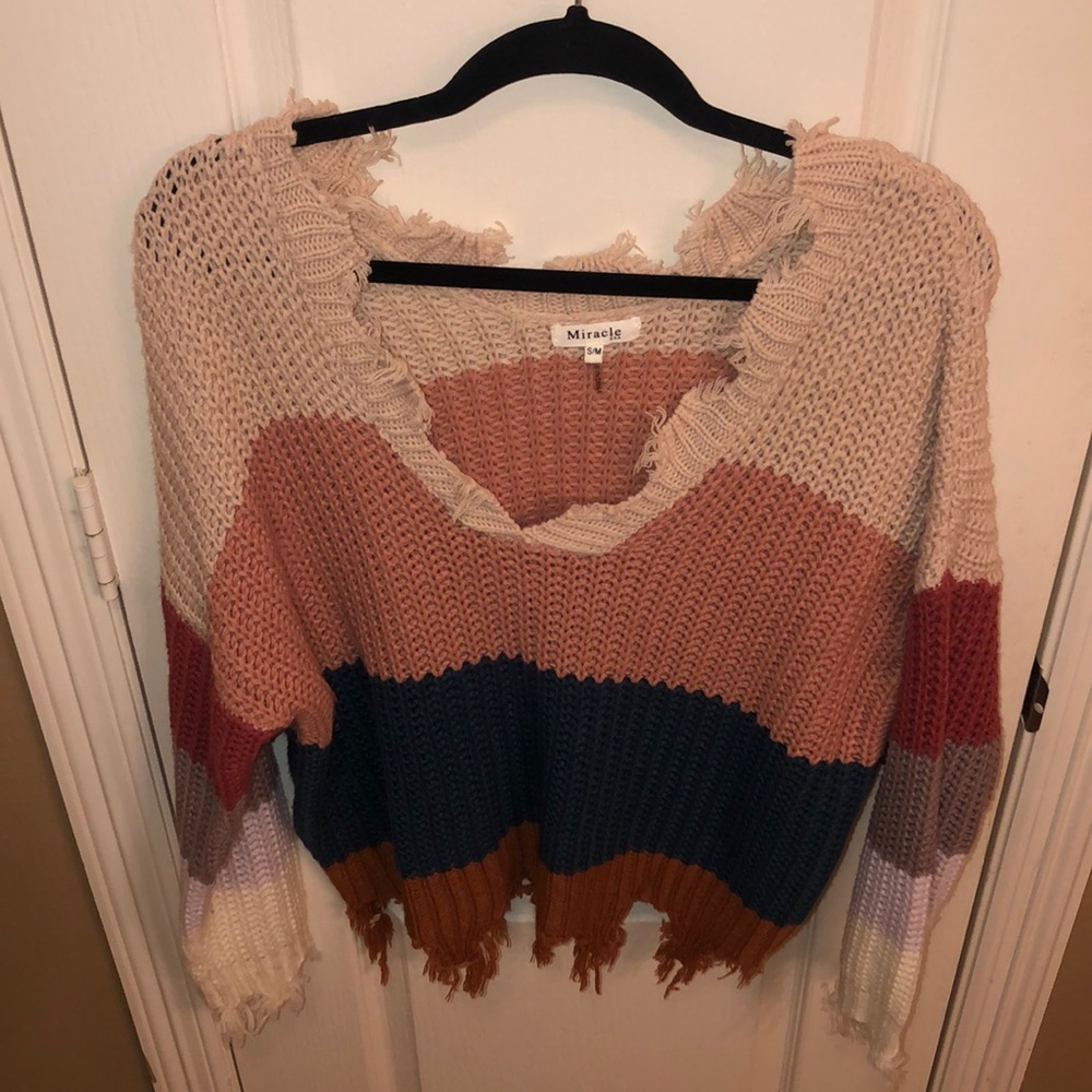 Multi Colored Distressed Sweater